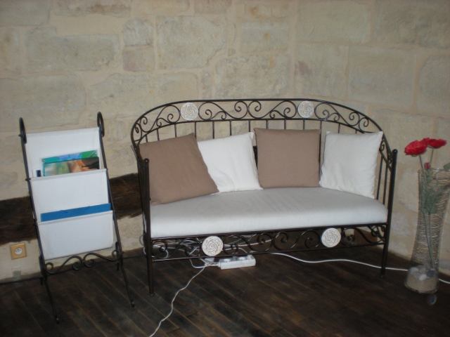 Canapé fer forgé et tissu avec coussins acheter vendre